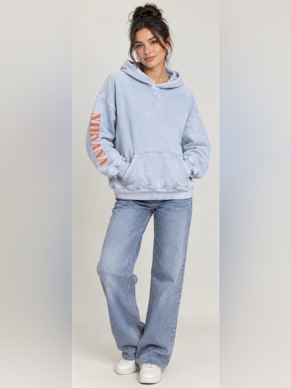 ✨American Eagle Women’s Blue Nirvana Graphic Hoodie Size XS